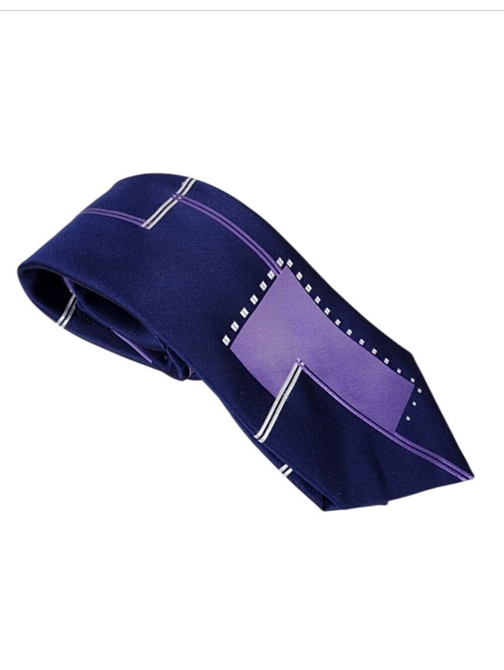 Gianfranco Valentino Italy 100% Silk Luxury Nexk Tie Geometric Pattern Purples